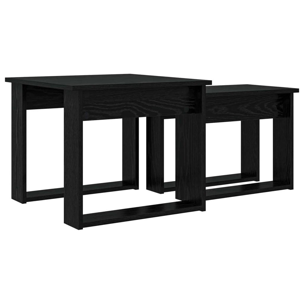 Set di Tavolini da Caffè 2 pcs Rovere Nero Legno multistrato 8000125