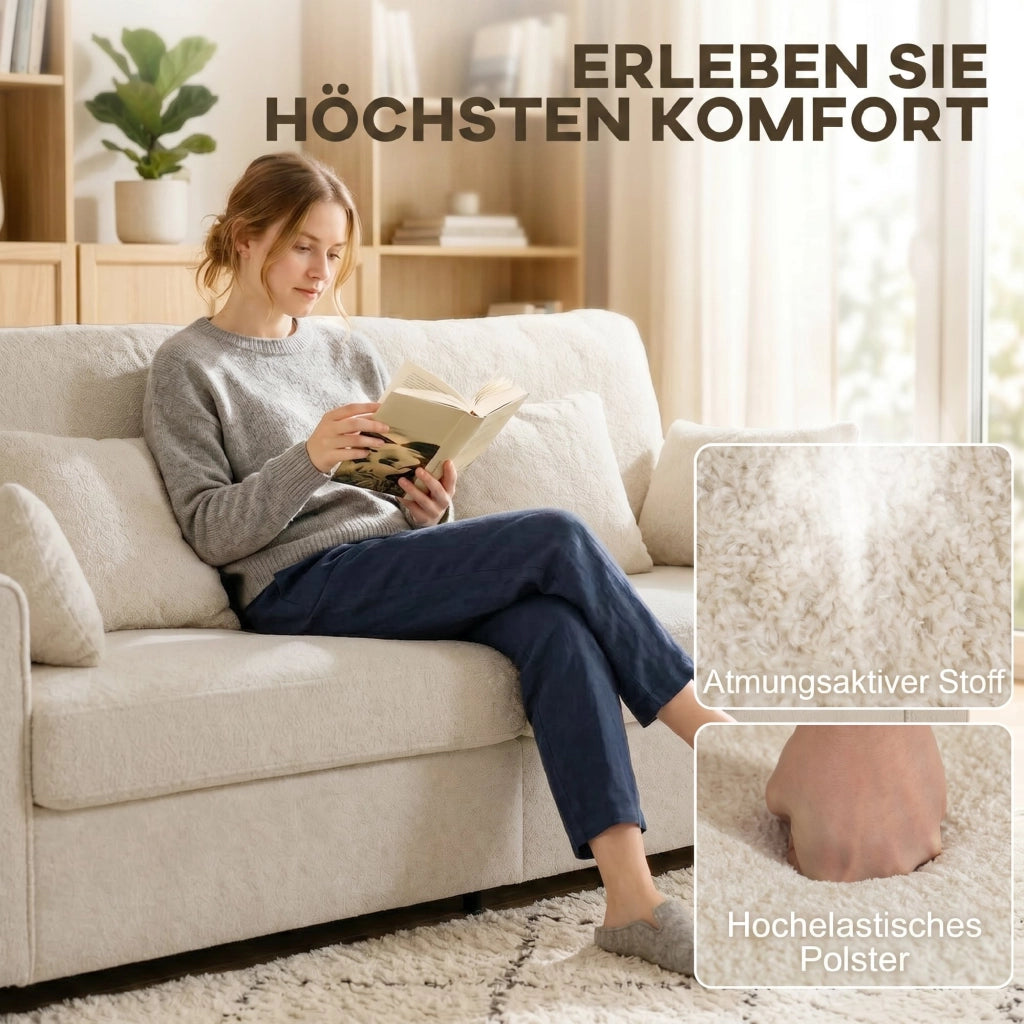 Divano 3 posti in velluto antimacchia ¨C Minimal ¨C beige