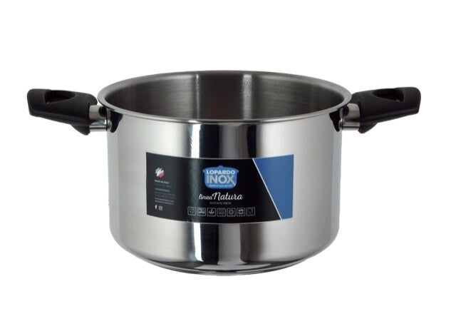 Pentola da cucina ad induzione in acciaio inox 2 manici linea natura 18 cm