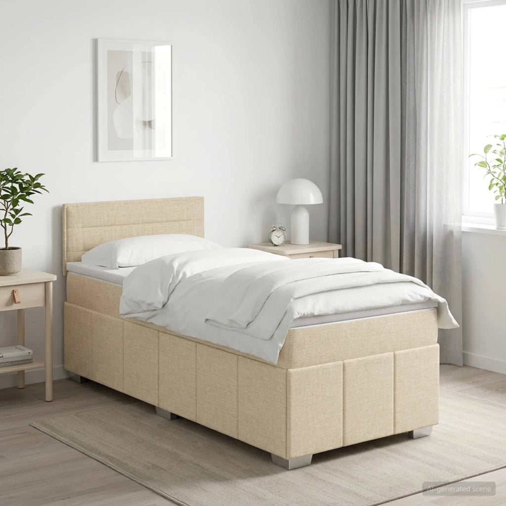 Letto box spring con materasso Crema 100 x 200 cm Tessuto 3451141