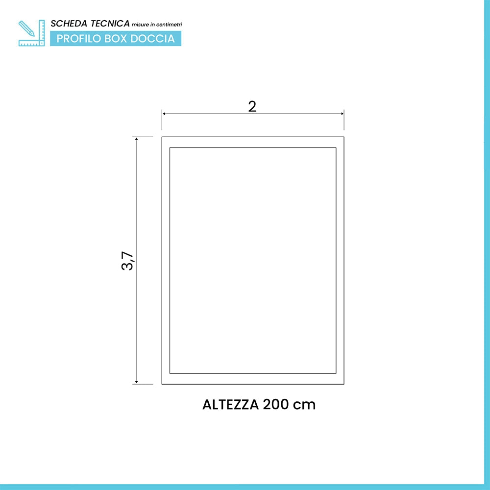 Profilo di compensazione rettangolare in alluminio cromato per box doccia linea Ted