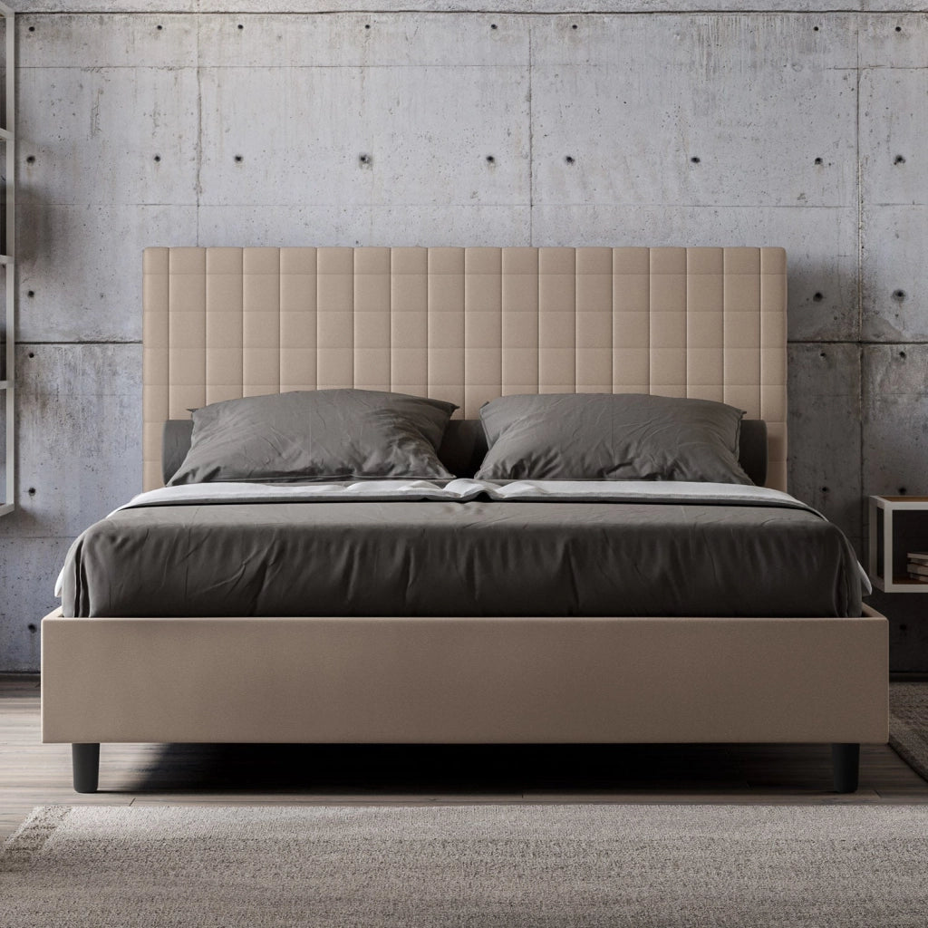 Letto Matrimoniale Francese 140x190 cm con Rete Sunny Tortora