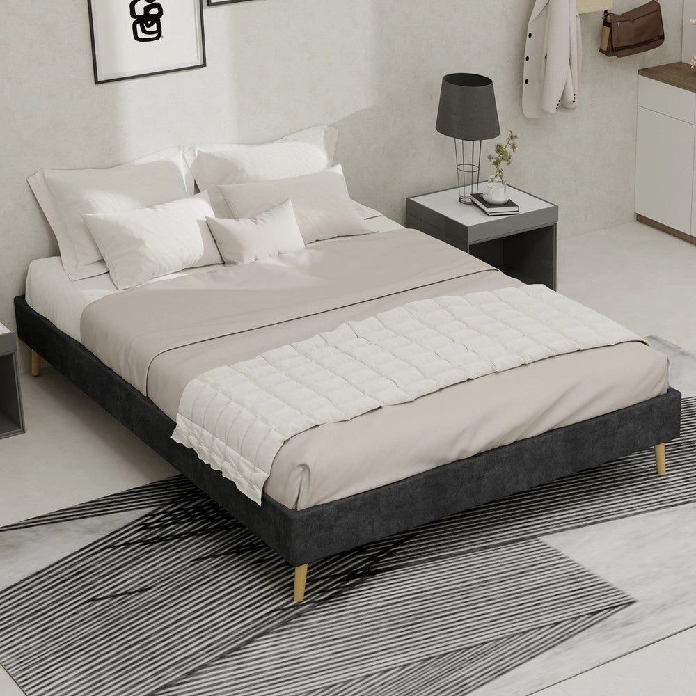 Letto Contenitore 140x200 ¨C MINIMAL ¨C Grigio, Velluto
