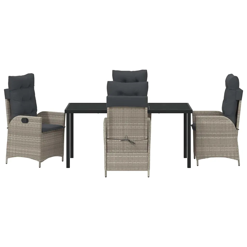 Set da Pranzo per Giardino 5 pcs Grigio chiaro polyrattan