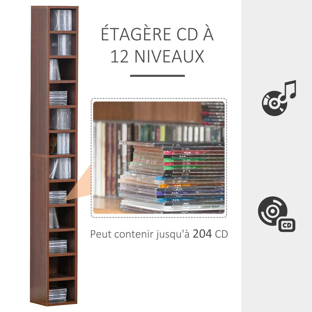 Libreria per CD e DVD ¨C zephmum ¨C marrone 21x20x175 cm