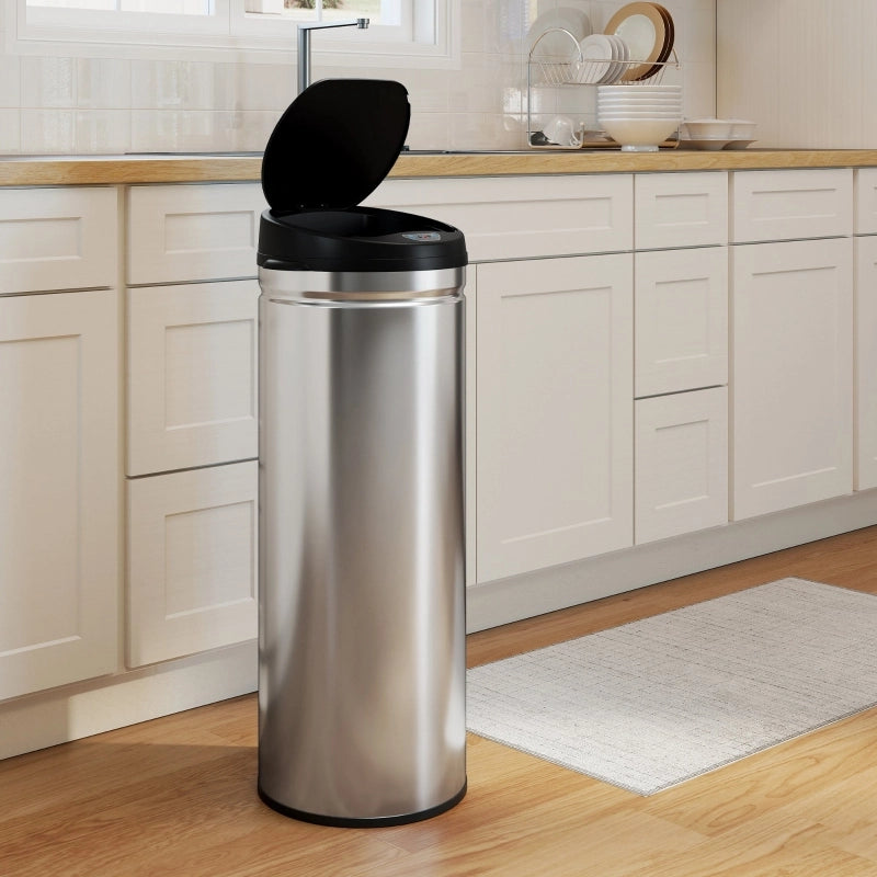 Pattumiera automatica con sensore 50 L in acciaio inox argentato con chiusura soft-close