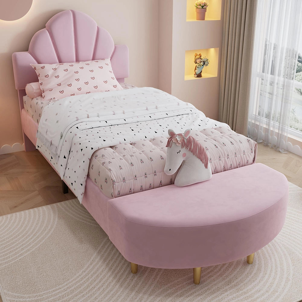 Letto imbottito-Xylo-90x200cm velluto panchina antishock rosa