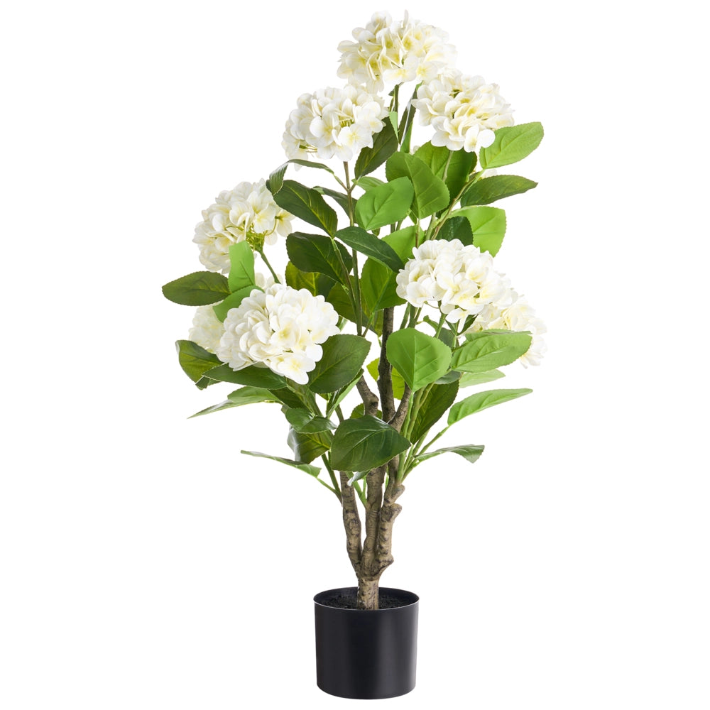 Pianta in vaso artificiale in materiale sintetico bianco, 90 cm, con fiori, accessorio decorativo per interni, realizzata a mano
