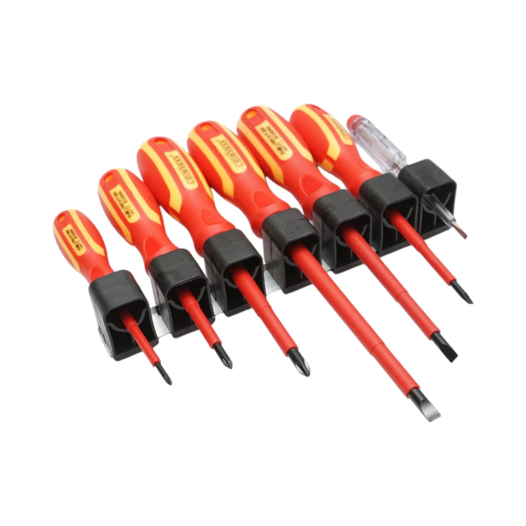 Set di 7 cacciaviti isolati 1000V per elettricisti, diritti e a croce con punta magnetica Cr-V Crownman