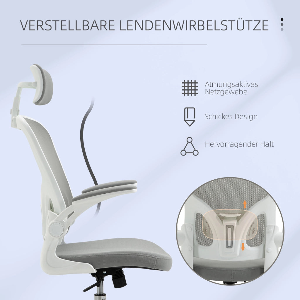 Sedia da ufficio ergonomica ¨C zephmum ¨C grigio 65x64x114-122 cm