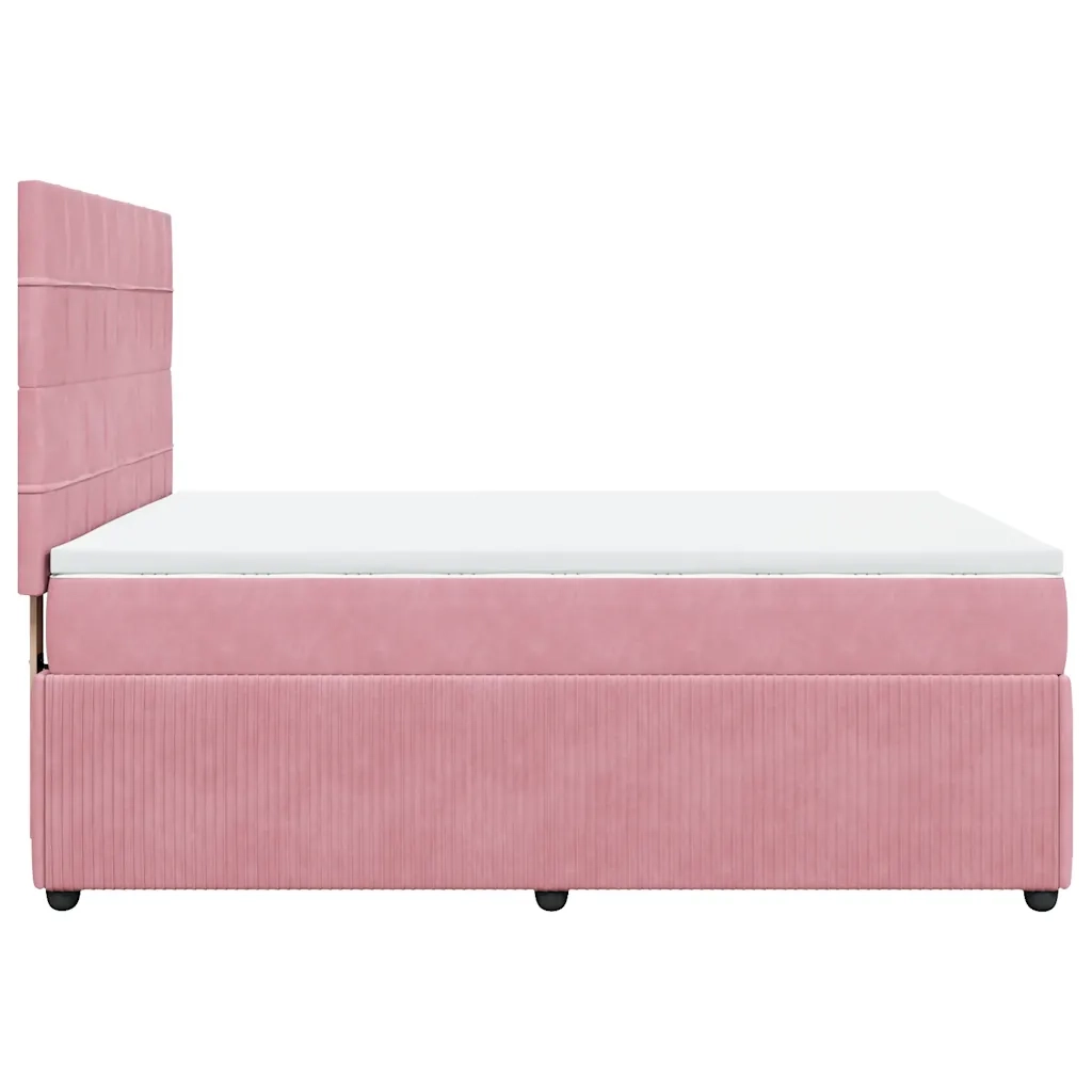 Giroletto a Molle con Materasso Rosa 140x190 cm in Velluto 3294639