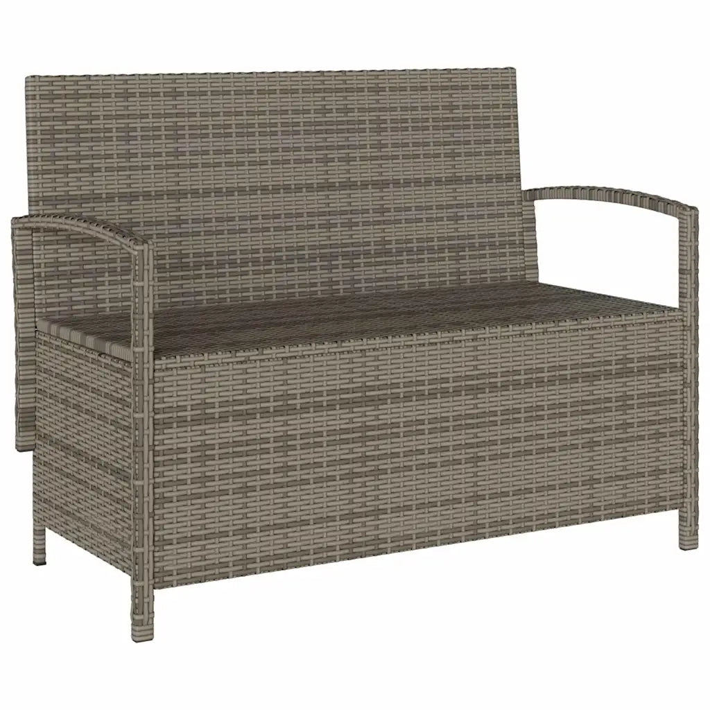 Panchina Portaoggetti da Giardino | Panca da Giardino con Cuscino Grigio in Polyrattan