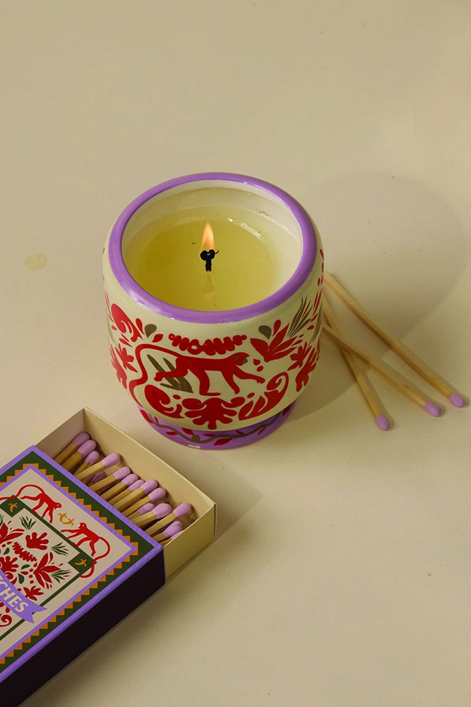 Candela Adopo Jungle in Ceramica - Coconut & Amber- Confezionata in Scatola