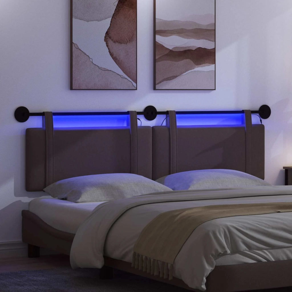Testiera sospesa Con luce LED Marrone Scuro Tessuto 3424001