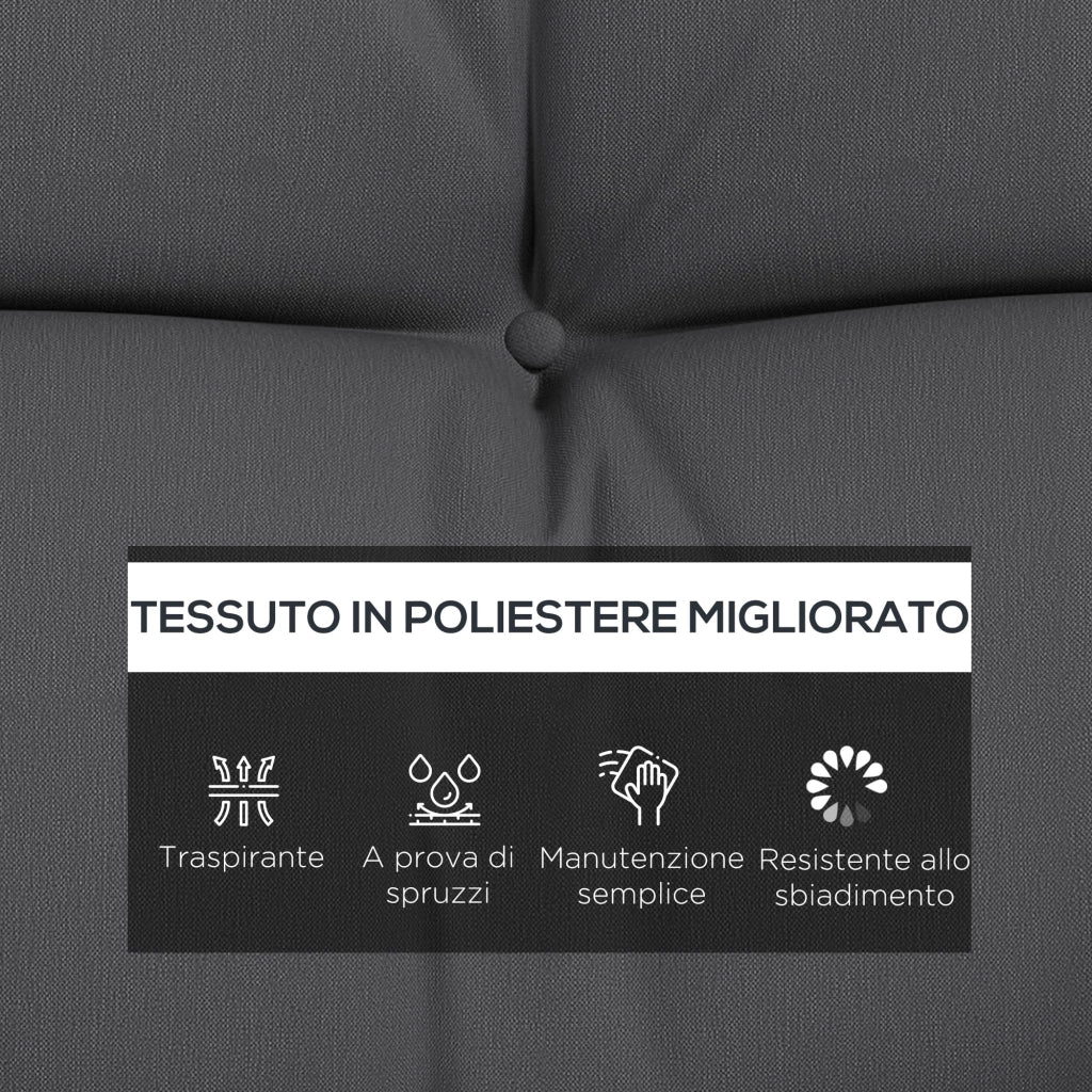 Set 4 Cuscini da Giardino con Imbottitura ¨C Minimal ¨C Poliestere Grigio Carbone