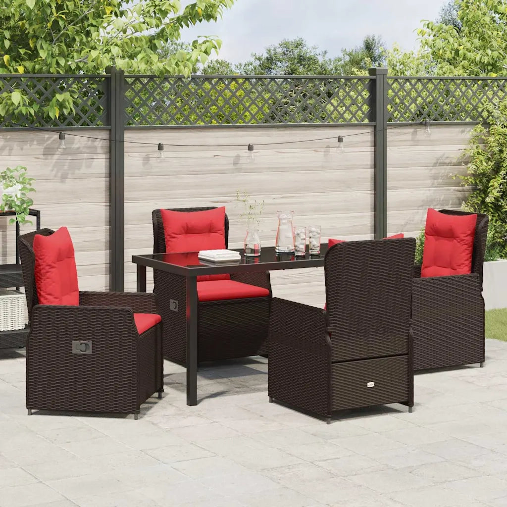 Set da Pranzo per Giardino 5 pcs Marrone Poly Rattan