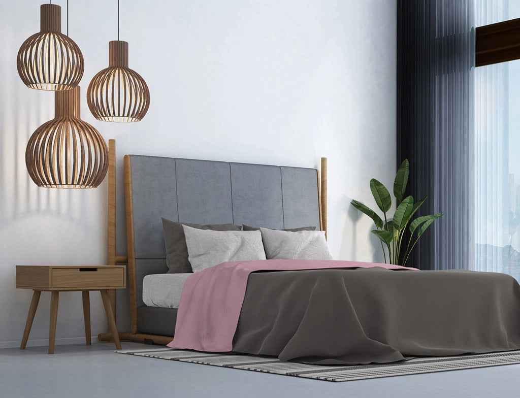 Set Lenzuola Singolo Sopra Sotto e Federe in Cotone Rosa