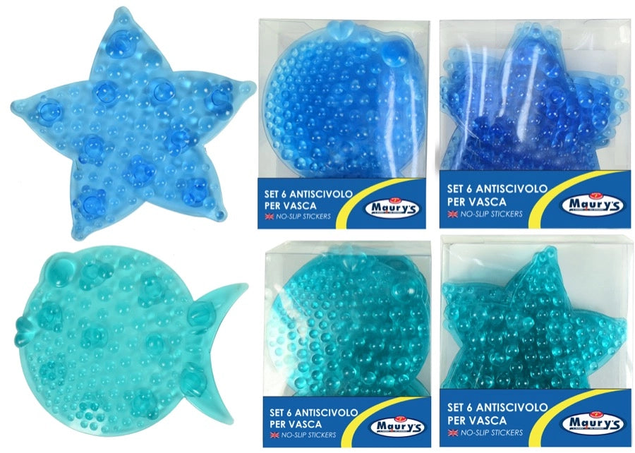 KIT SET 3PZ MAURY'S STICKERS ANTISCIVOLO PER VASCA O DOCCIA 6PZ COLORI ASSORTITI