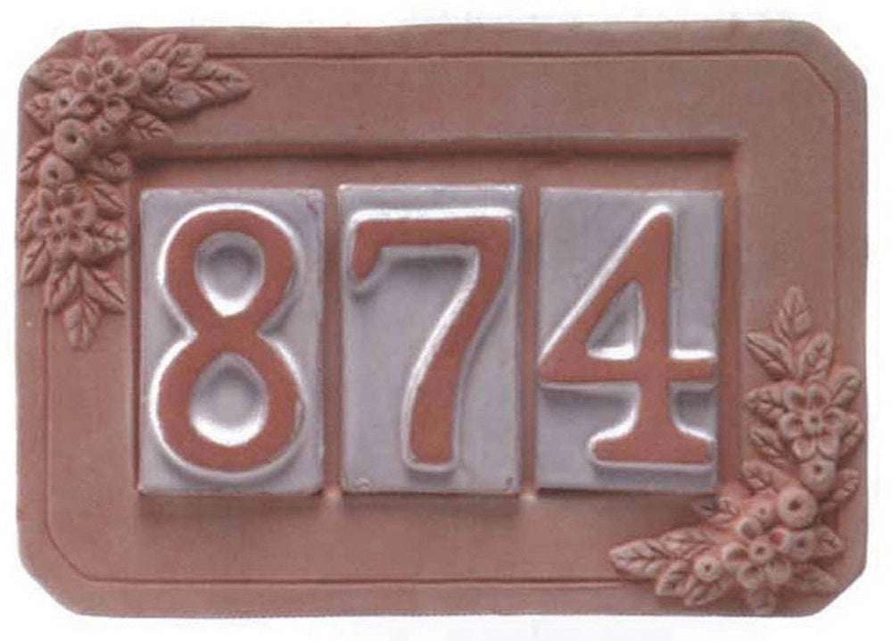 5pz portanumero in terracotta 3 posti cm. 24x16 cod:ferx.34742