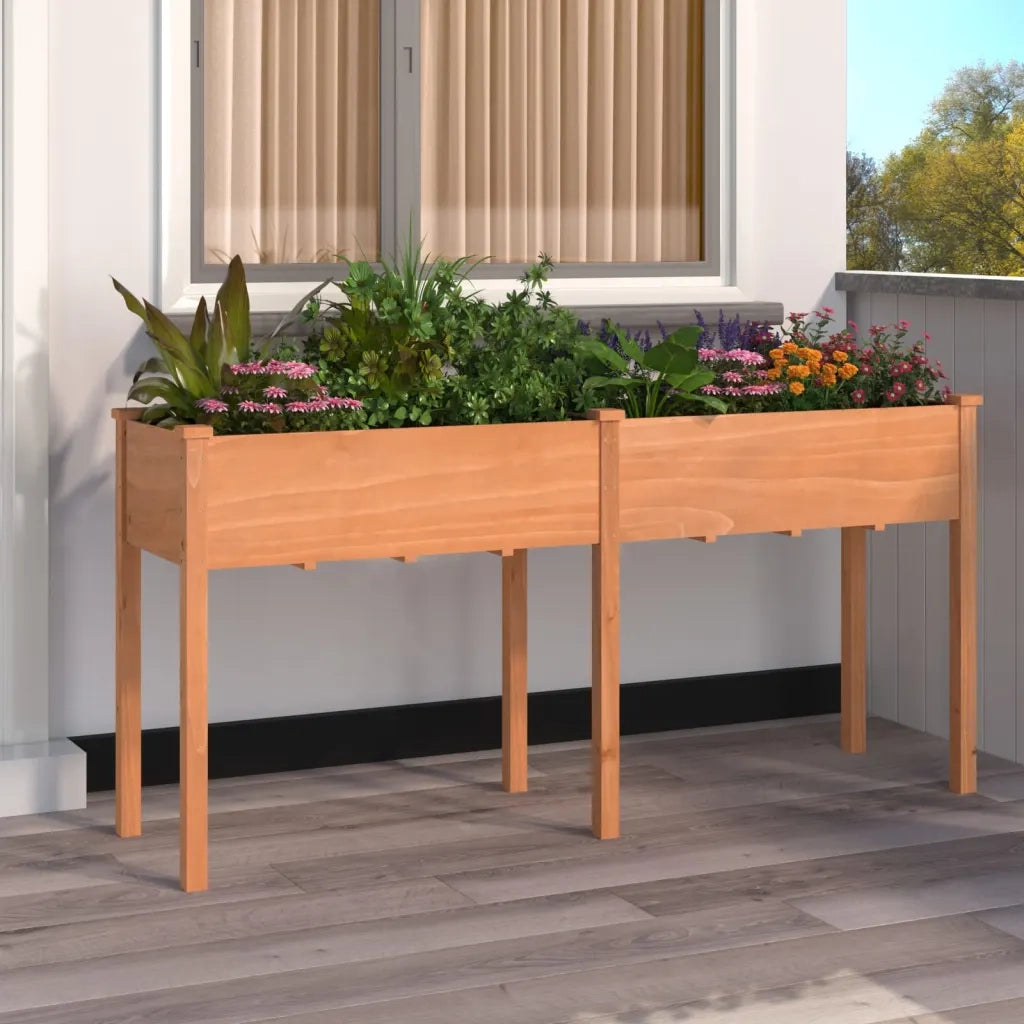 Fioriera con Fodera-Vaso-Contenitore per Piante Marrone 161x45x76cm Legno Massello di Abete