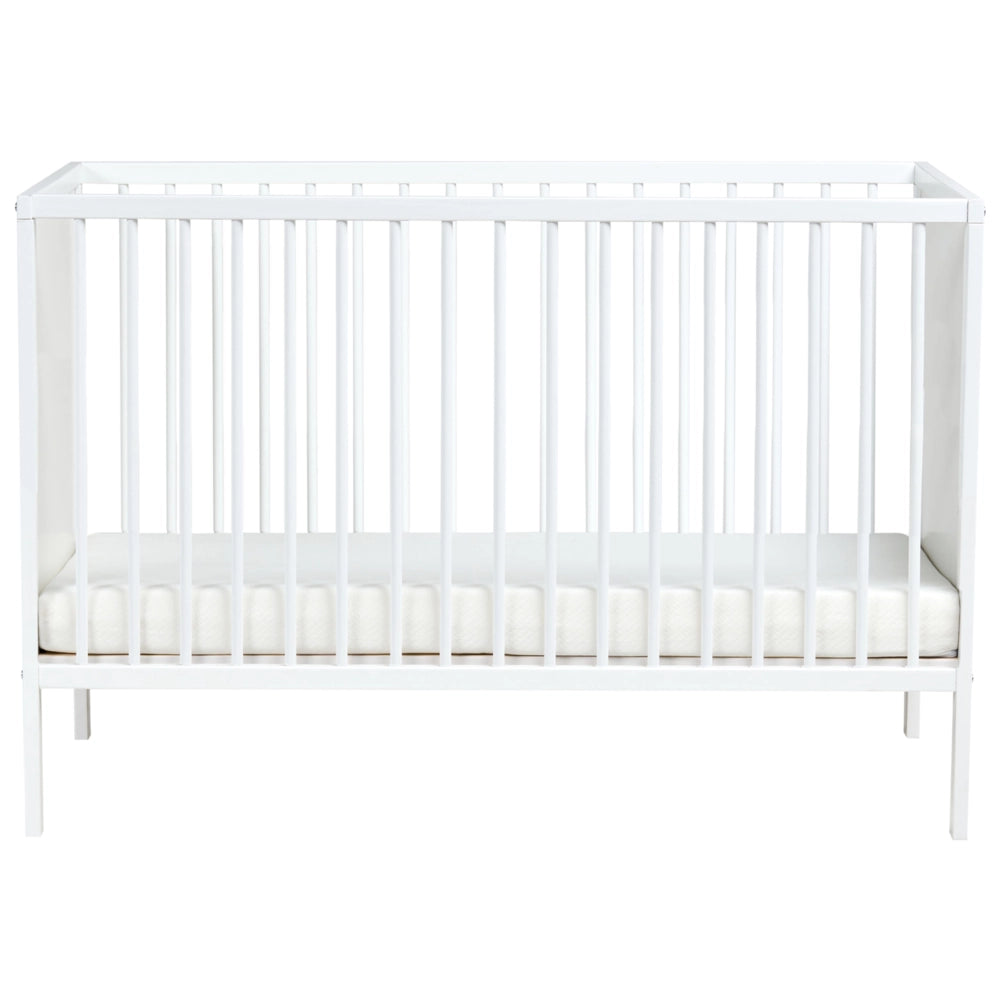 Lettino per neonati in MDF bianco 60 x 120 cm con barre regolabili in altezza Dimensioni standard Accessori per la cameretta minimalista