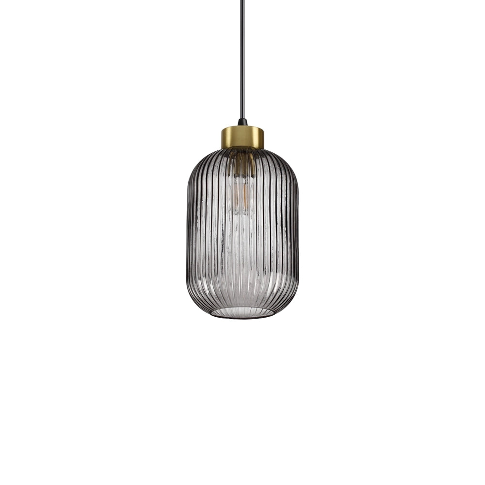 Sospensione Vintage-Decò Mint-1 Metallo Fumè 1 Luce E27