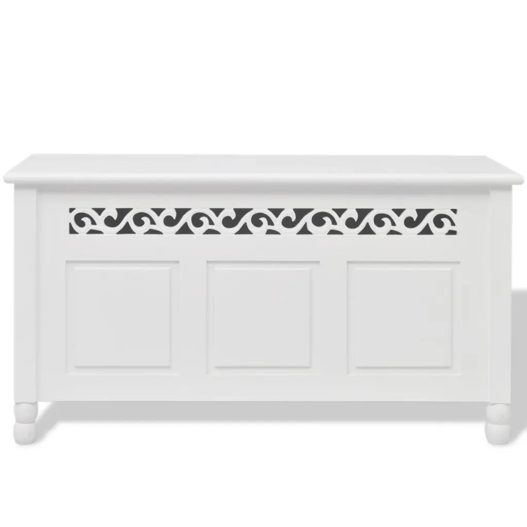 Cassapanca-Baule-Panca con Contenitore in Stile Barocco MDF Bianca
