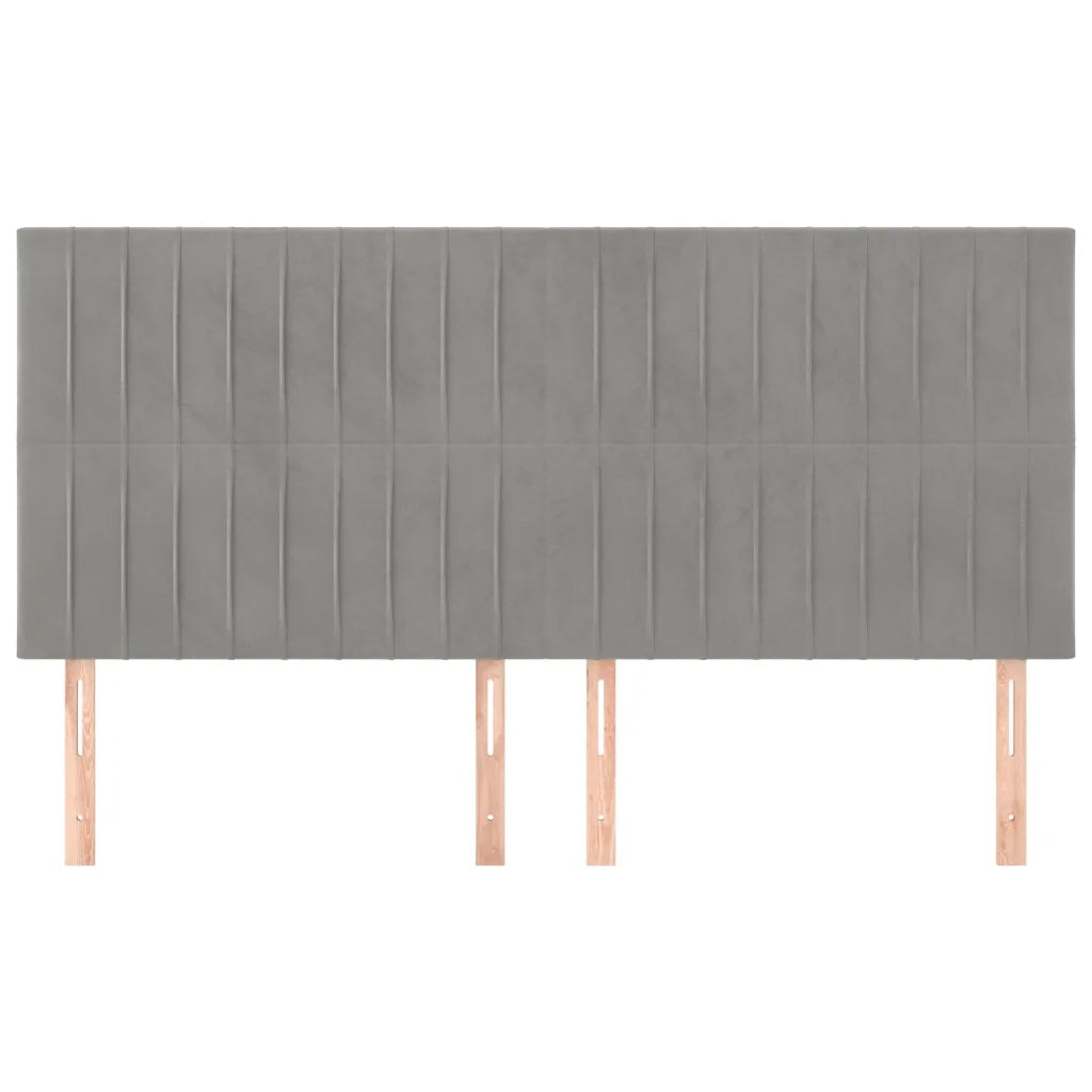Testiera | Testata Grigio Chiaro 200x5x118/128 cm Velluto