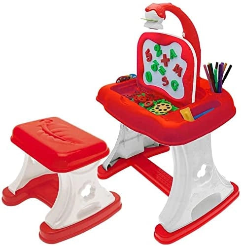Banco Scuola Bambini 3 Anni con Sedia Tavolo Scrivania Gioco Studio per Bambini con Scomparti Portapenne e Sgabello Stru
