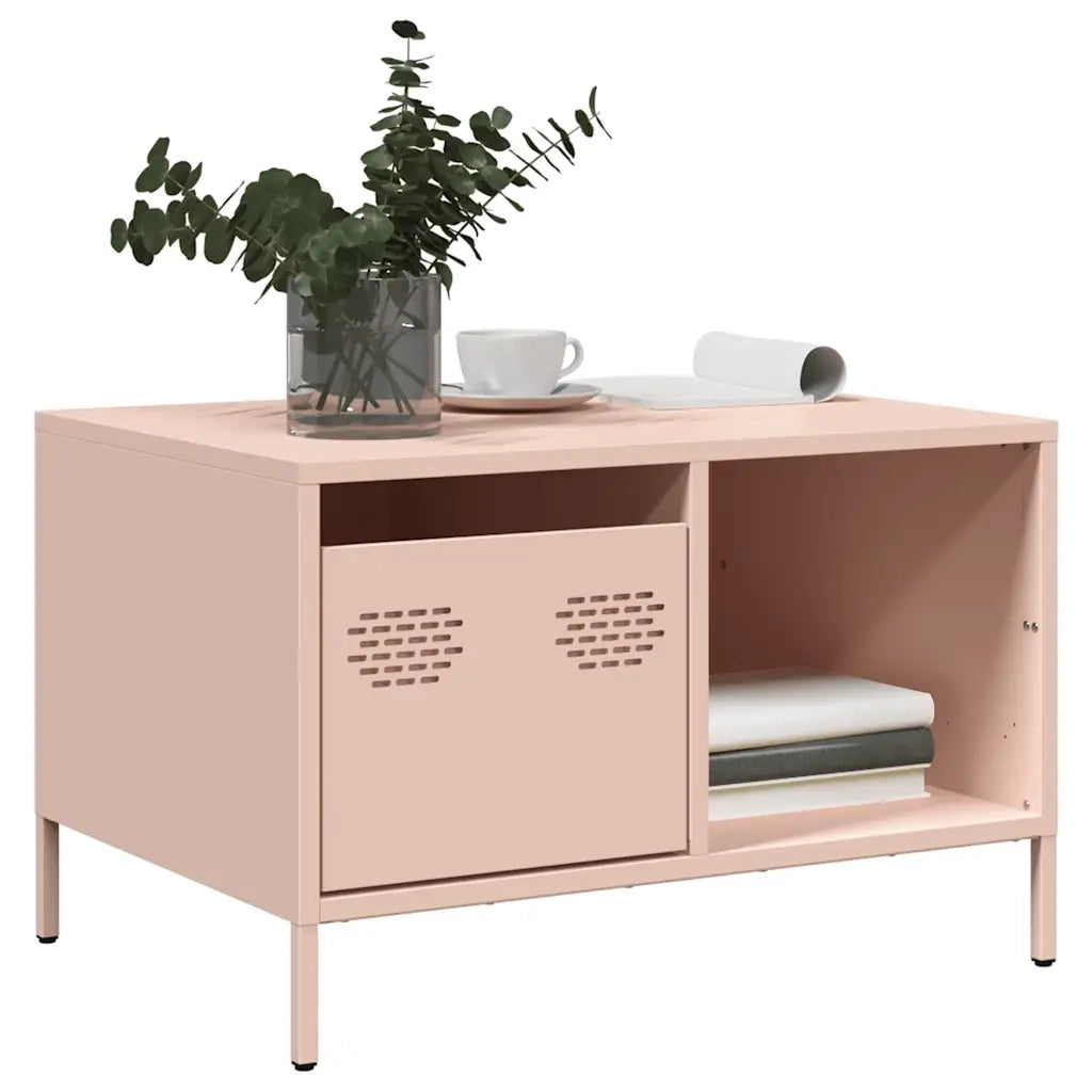 Tavolino-Tavolino da soggiorno-Tavolo Rosa 68,5x50x43,5 cm in Acciaio Laminato a Freddo