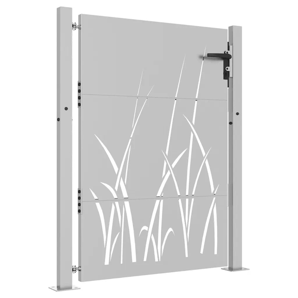 Cancello da giardino 100x150 cm in acciaio Corten con design erba 153229