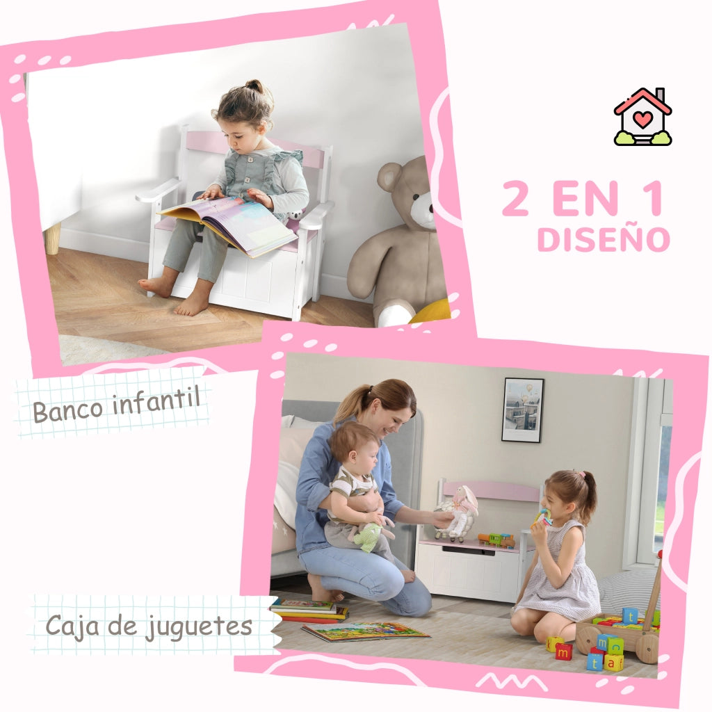 Scrivania per Bambini con Cassetti ¨C Minimal ¨C 68.5x34x58 cm Rosa e Bianco