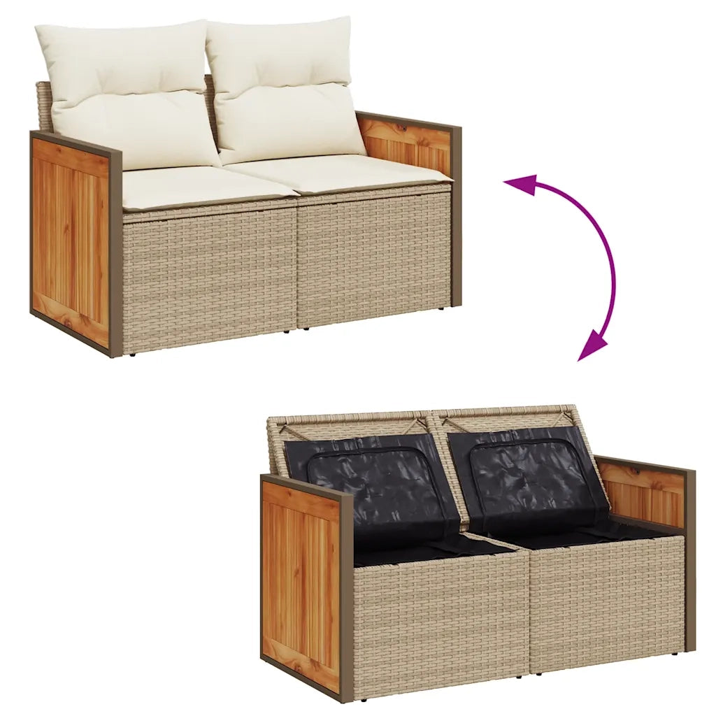 Set Divano da Giardino 5 pz con Cuscini Beige in Polyrattan 3328164
