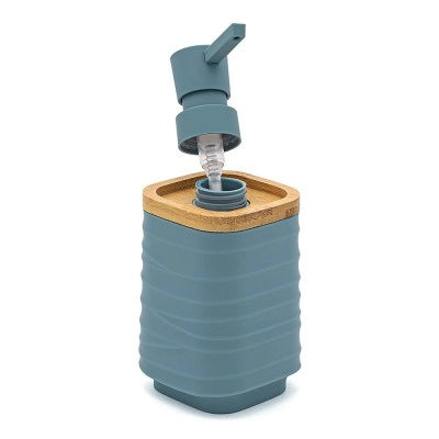 Dispenser sapone da appoggio turchese cobalto in abs e bambù Wave
