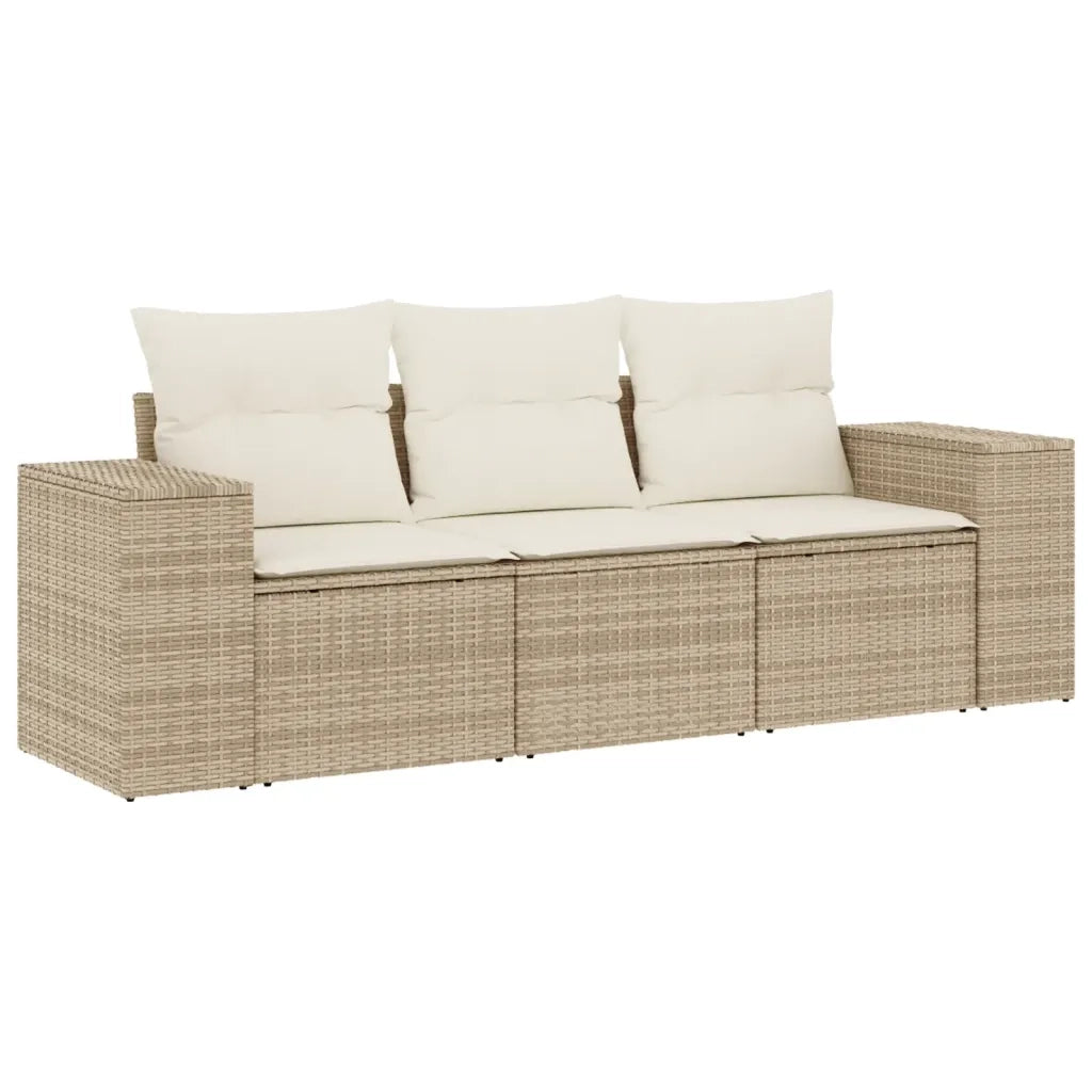 Set Divano da Giardino 3 pz con Cuscini Beige in Polyrattan 3254595