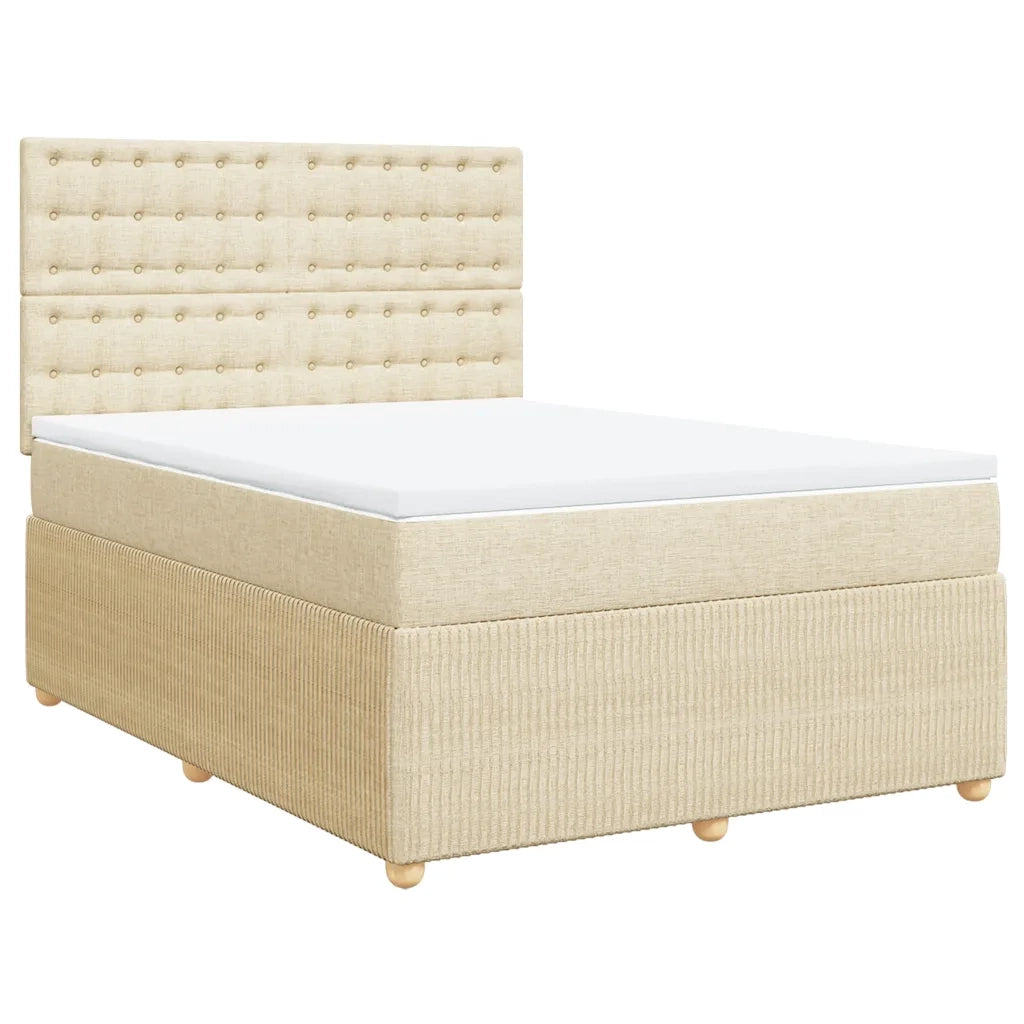 Giroletto a Molle con Materasso Crema 160x200 cm in Tessuto