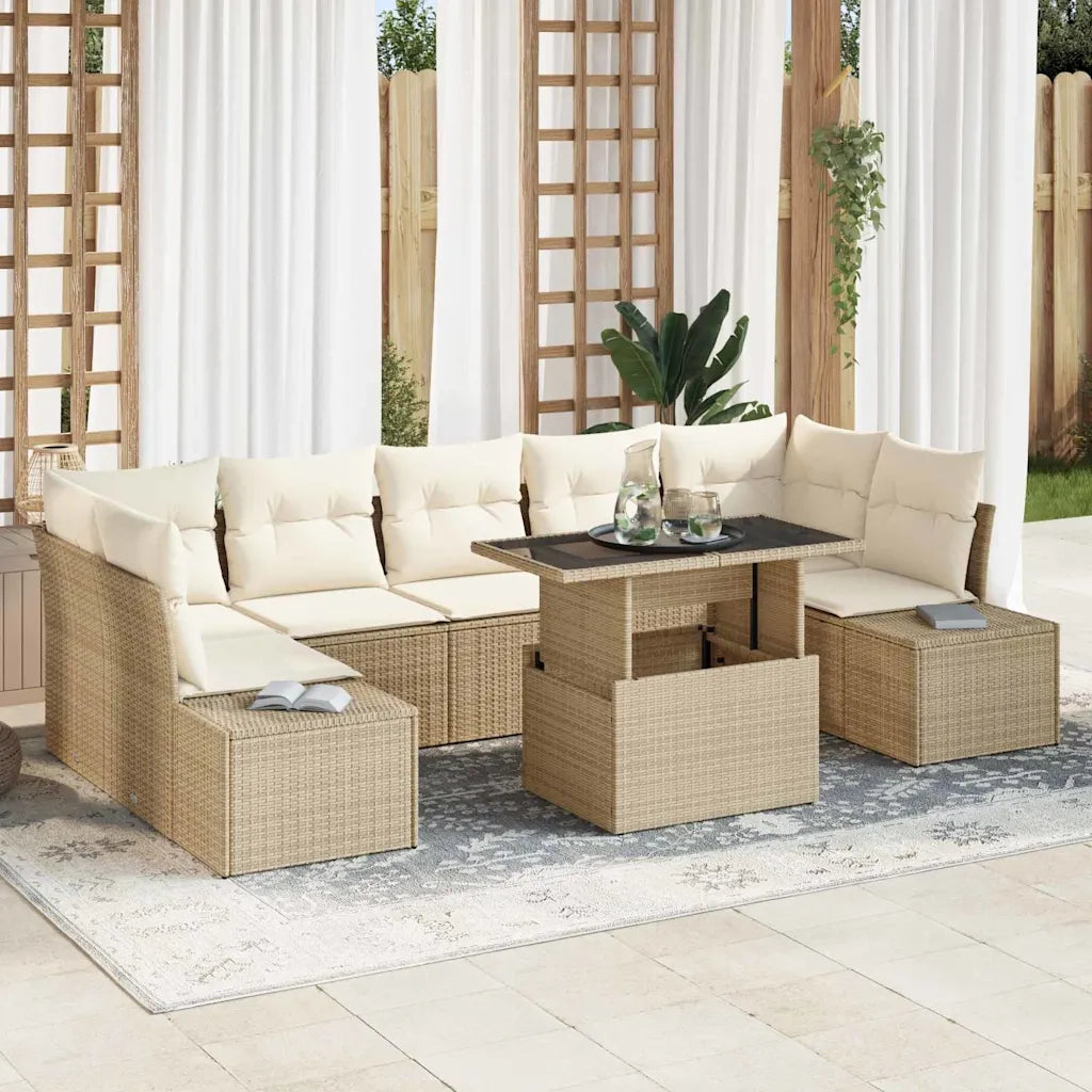 Set Divano da Giardino con cuscino 8 pcs Beige e Crema 3357874