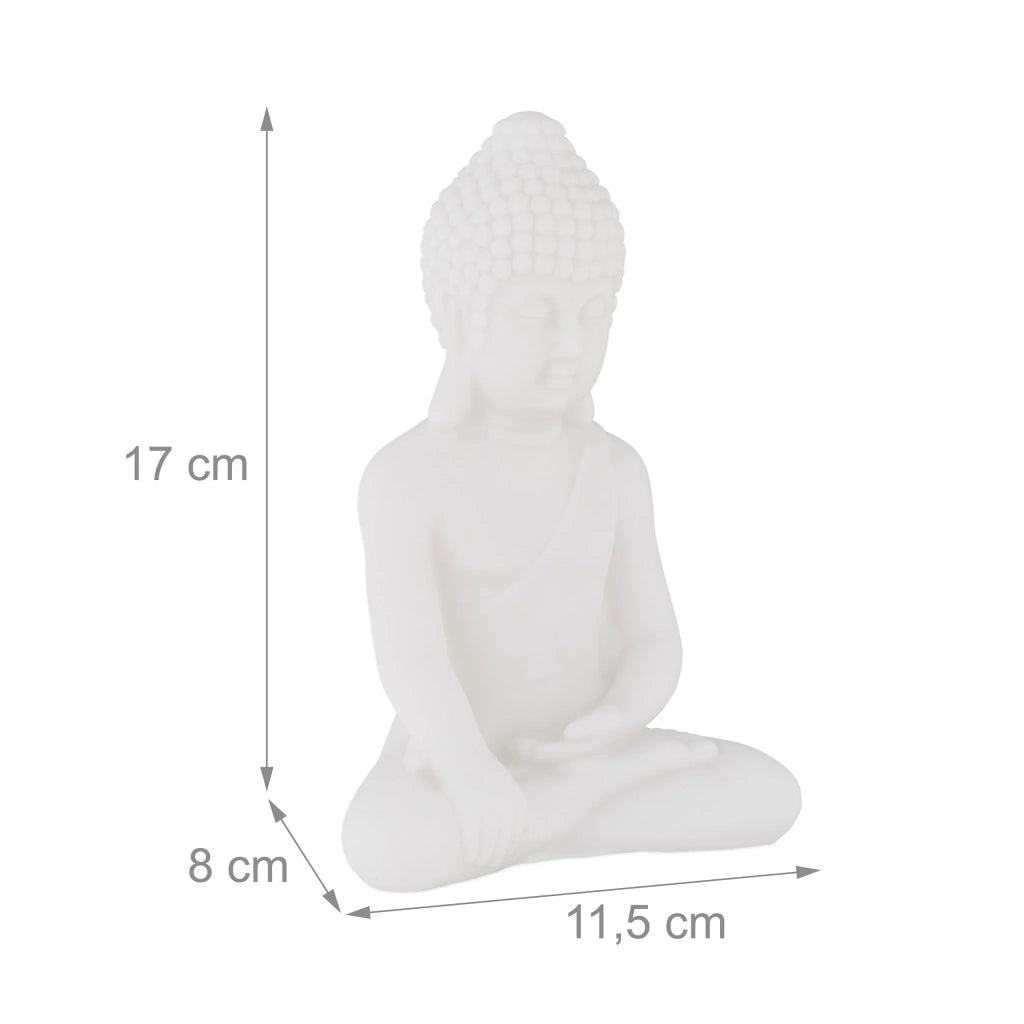 Statua decorativa Buddha meditazione 17 x 11,5 x 8 cm spirito zen interno esterno in PVC bianco 13_0012621