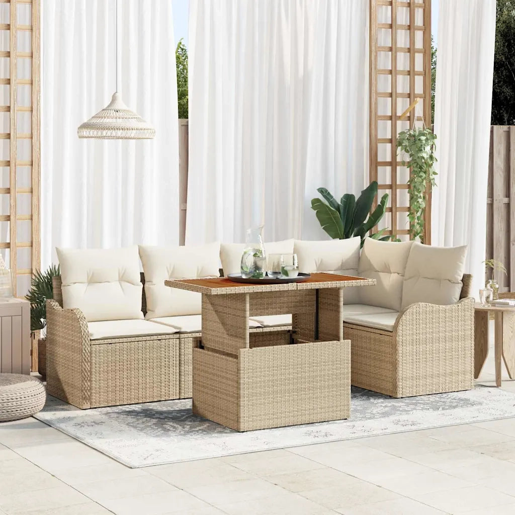 Set Divano da Giardino 6 pcs Beige Poly Rattan 3358199