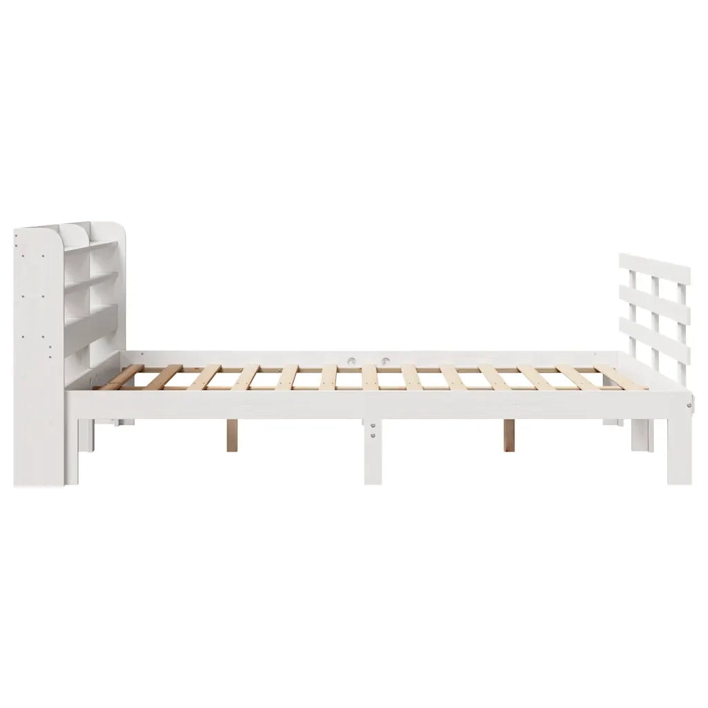 Letto matrimoniale | Letto per adulti | Giroletto con Testiera Bianco 135x190 cm Legno Massello di Pino