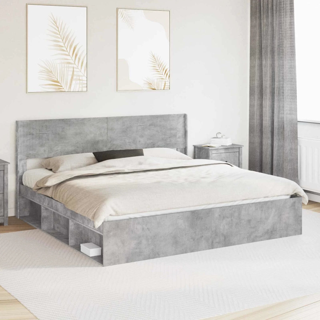 Struttura del letto con stoccaggio e testata Grigio Cemento 3414182
