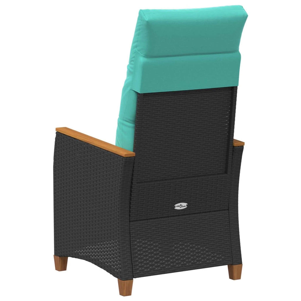 Sedia da giardino reclinabile Nero e Turchese polyrattan 42026868