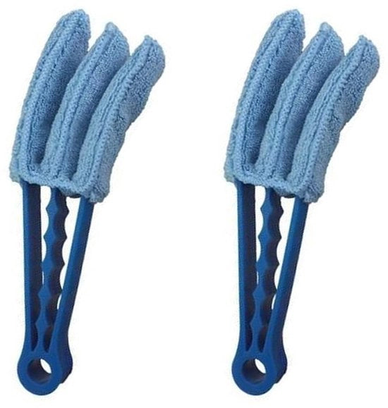 Pulitore di finestre e persiane 2 in 1, Pennello a setole microfibra, 3 punti, Lavabile, Blu