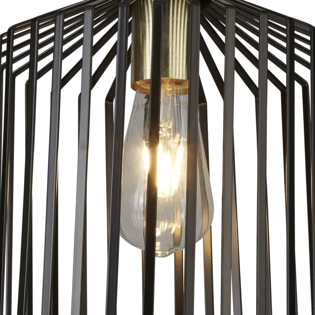 Sospensione Industrial Birg Cage Acciaio Nero Adjustable 1 Luce E27 D22Cm