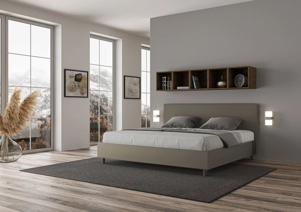 BS COM Letto contenitore imbottito 180x190 similpelle cappuccino