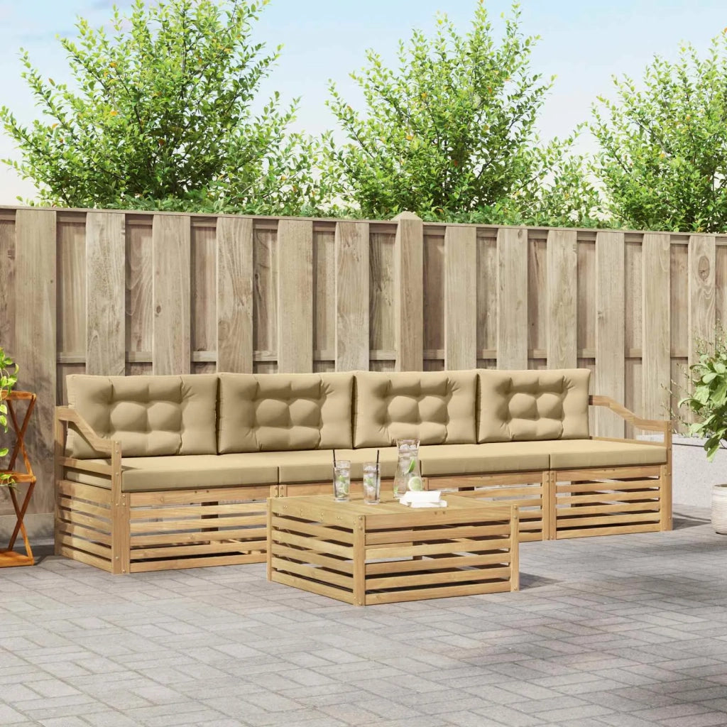 Set di divani da esterno con cuscino 5 pcs Bianco e Beige 3390023