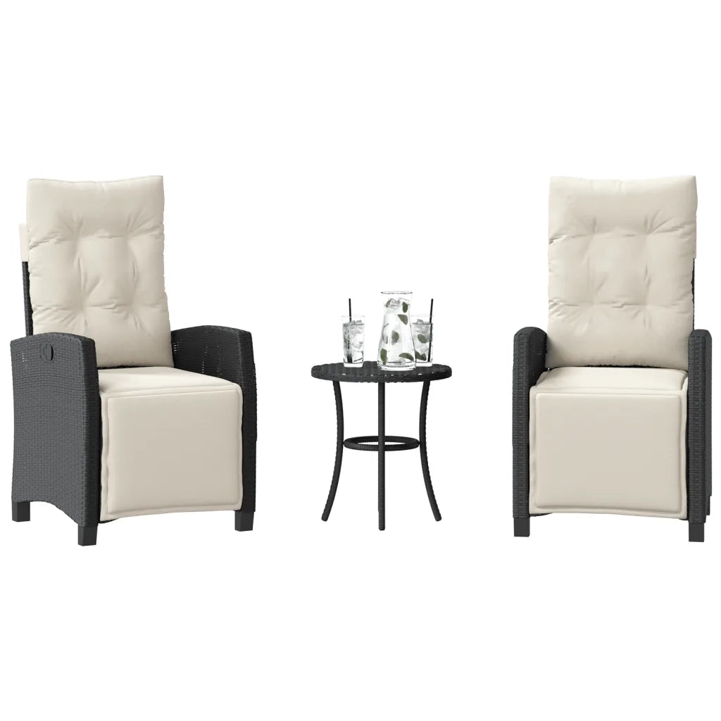 Set da Bistrò 3 pz con Cuscini Nero in Polyrattan 365248