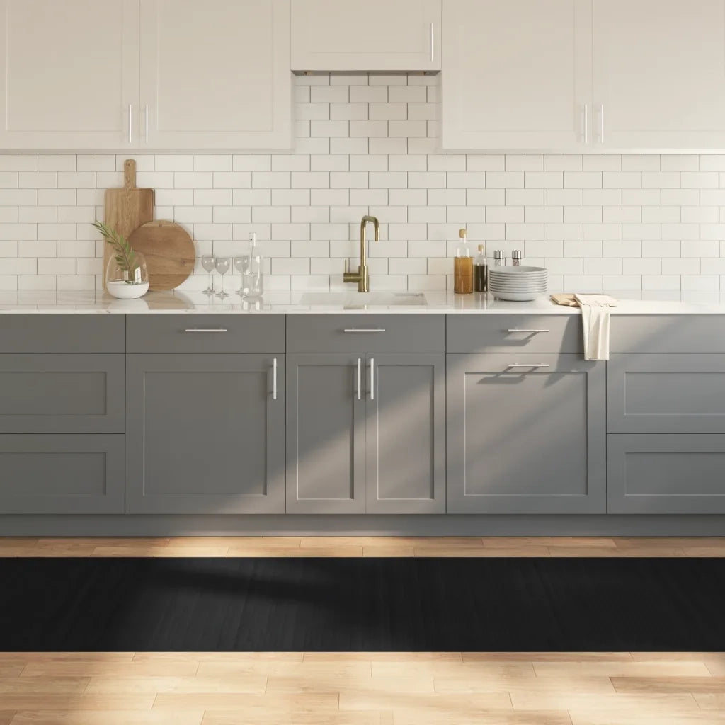 Tappeto Rettangolare Nero 80x1000 cm in Bambù 376930