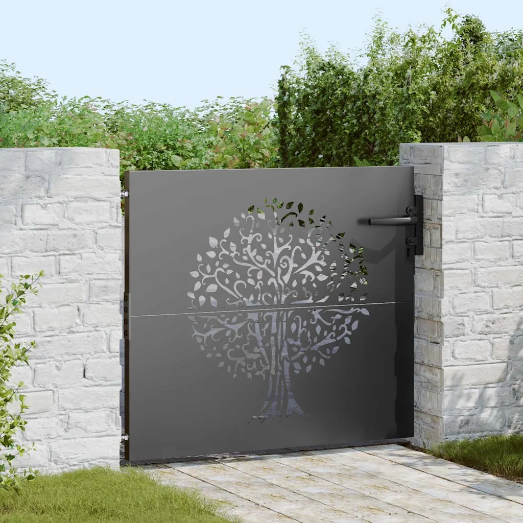 Cancello da giardino con blocco Nero 85 x 100 cm 42015859