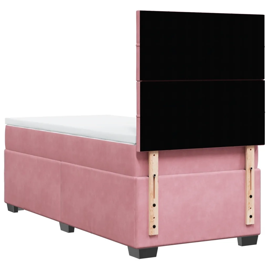 Giroletto a Molle con Materasso Rosa 90x190 cm in Velluto 3290791
